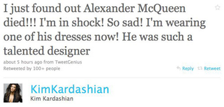 Illustration for article titled Celebs Mourn Alexander McQueen On Twitter